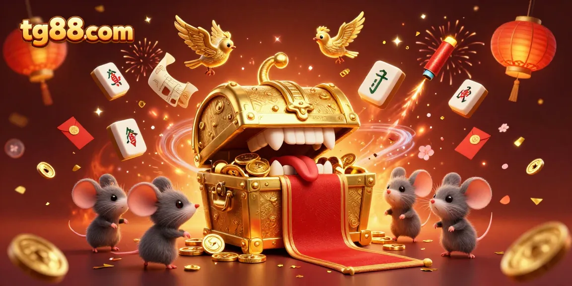 Engage with tg88com's thrilling treasure chest scene featuring vibrant casino elements.