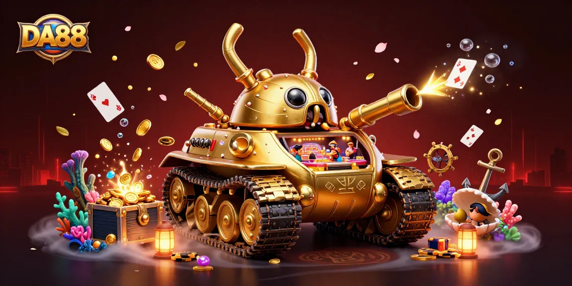Experience DA88's exhilarating casino adventure with golden beetle tank and treasure!