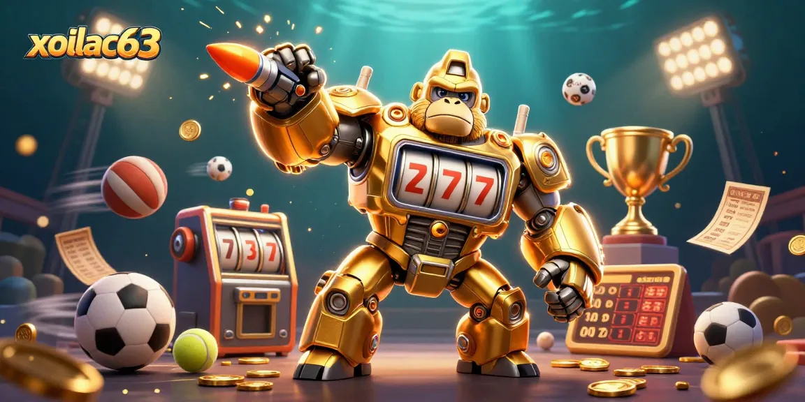 Xoilac63 brings the excitement of sports betting with dynamic 3D illustration of gaming elements and vibrant graphics.