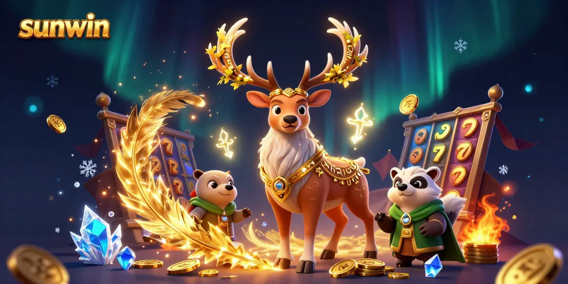 Experience the thrill of slot gaming with sunwin's captivating elements and engaging characters in a dynamic illustration.
