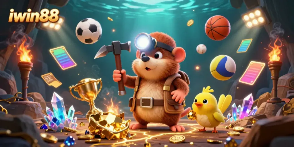 Experience thrilling adventures with iwin88 as a mole treasures golden gems and sports symbols