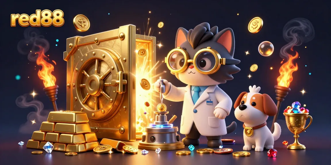 Experience thrilling casino action with red88 amidst shimmering gold and vibrant game elements