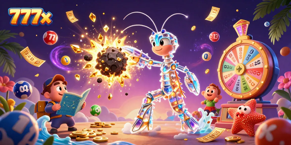 Experience thrilling gaming with 777x featuring a galactic theme and vibrant lottery elements.