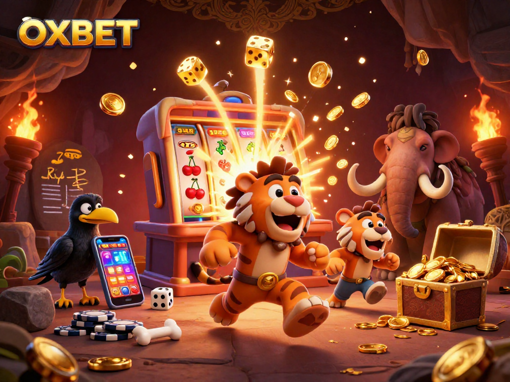 Experience the thrilling magic of OXBET with a vibrant 3D casino scene, showcasing excitement and fun.