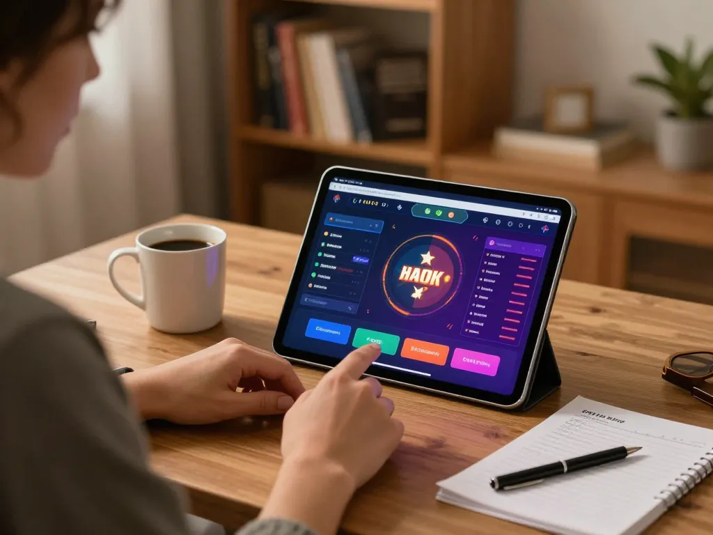Esperienza utente coinvolgente con bookmaker non AAMS visualizzati su un'app di scommesse online in un ambiente domestico accogliente.