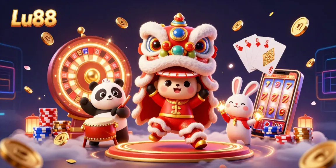 Engage in thrilling games at Lu88 with vibrant 3D characters enjoying casino fun and winning excitement.