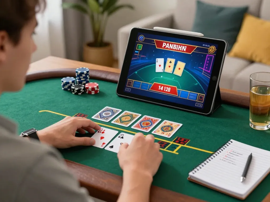 TA88 player engaging in live dealer blackjack on tablet in a cozy home setting.
