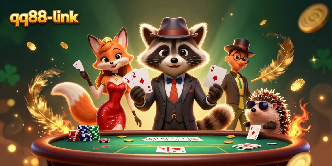 Experience thrilling poker action with the lively characters from qq88-link in a vibrant casino scene.