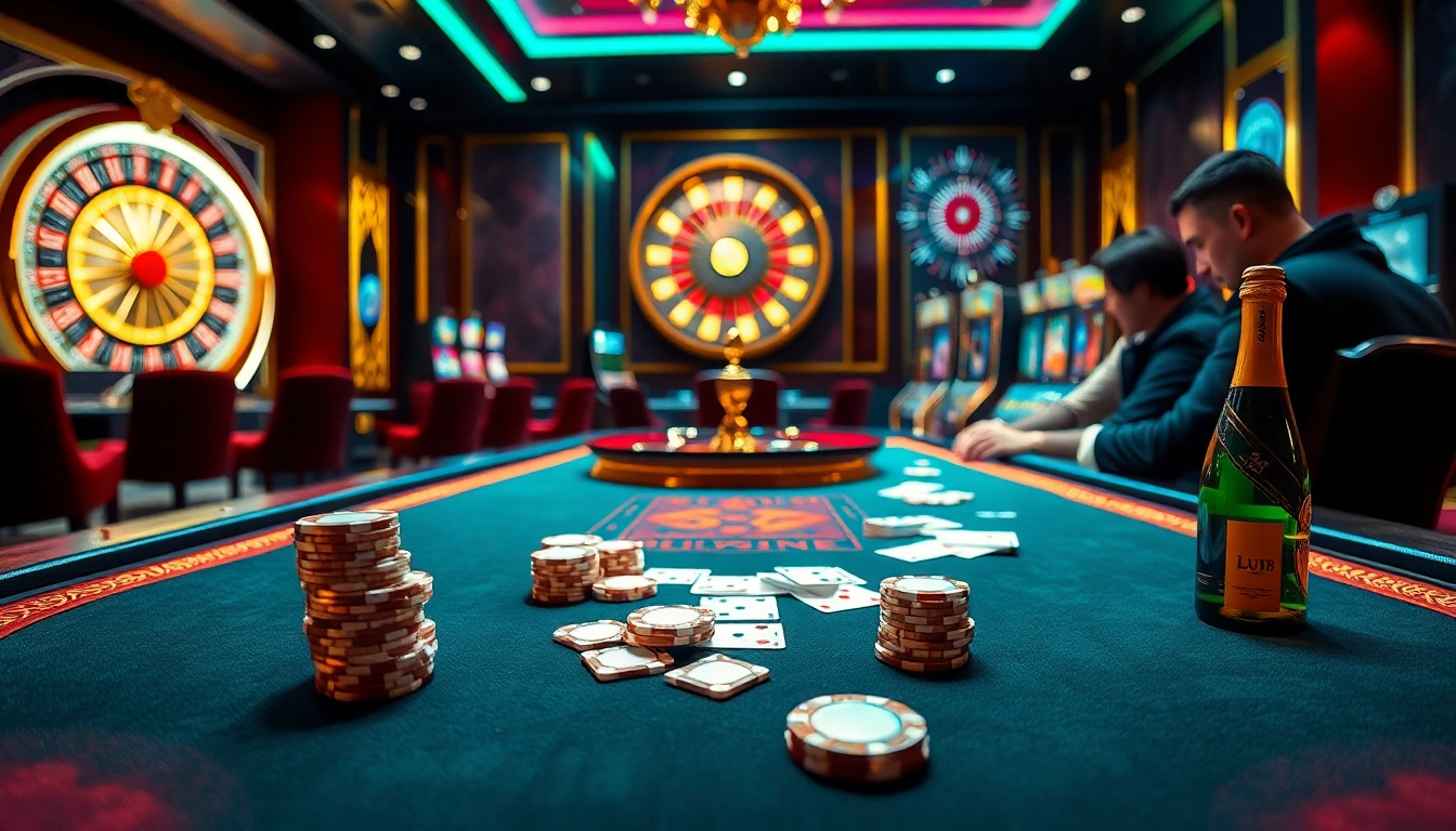 Experience thrilling gaming strategies with lu88 at a luxurious casino poker table.
