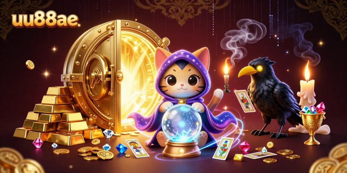 Engage with the dynamic world of uu88ae in a vibrant 3D casino illustration featuring mystical characters and treasure.
