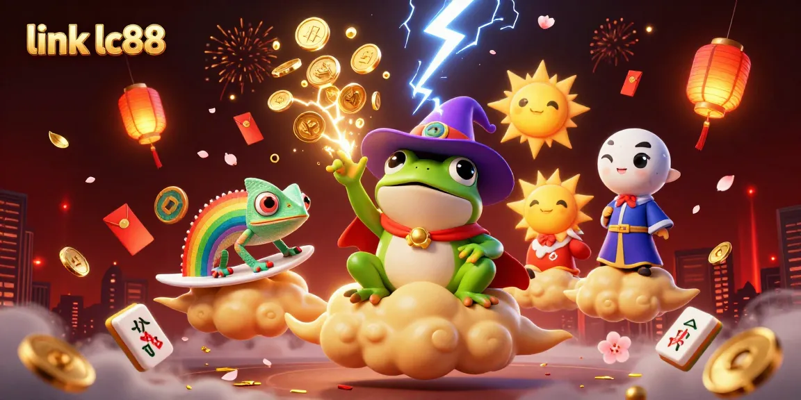 Join the excitement at link lc88 with thrilling casino action featuring a wizard frog and chameleon.