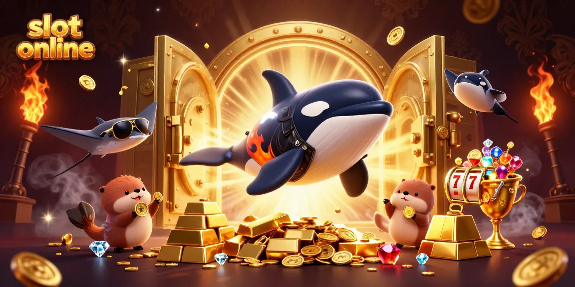 Spin to win at slot online with orca, stingray, and otters overflowing with gold coins!