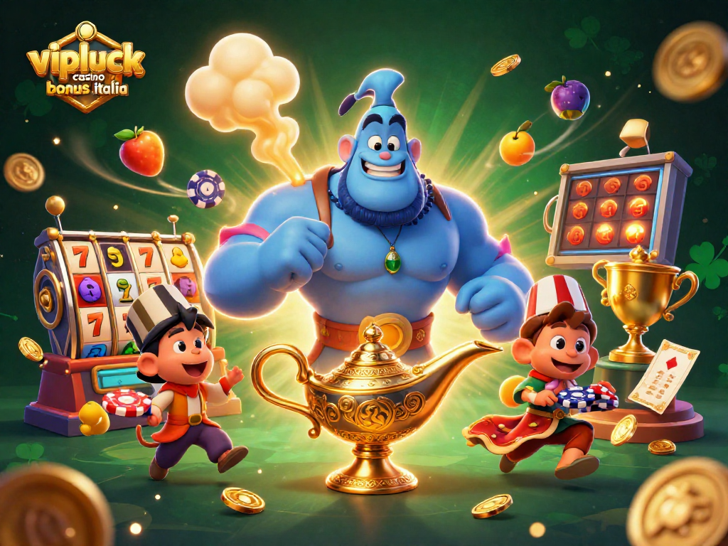 Gioca al vipluck casino bonus italia con simboli delle slot e personaggi magici in un'atmosfera coinvolgente.