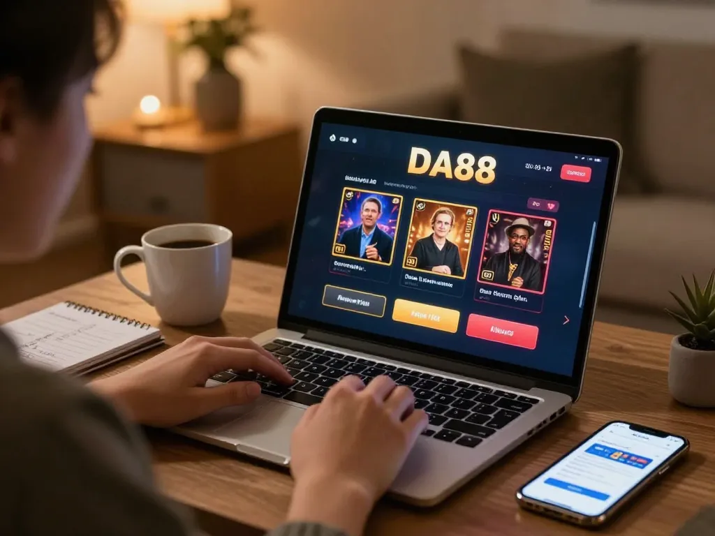 Engage in online casino gaming with DA88, showcasing strategic betting notes and cozy ambiance