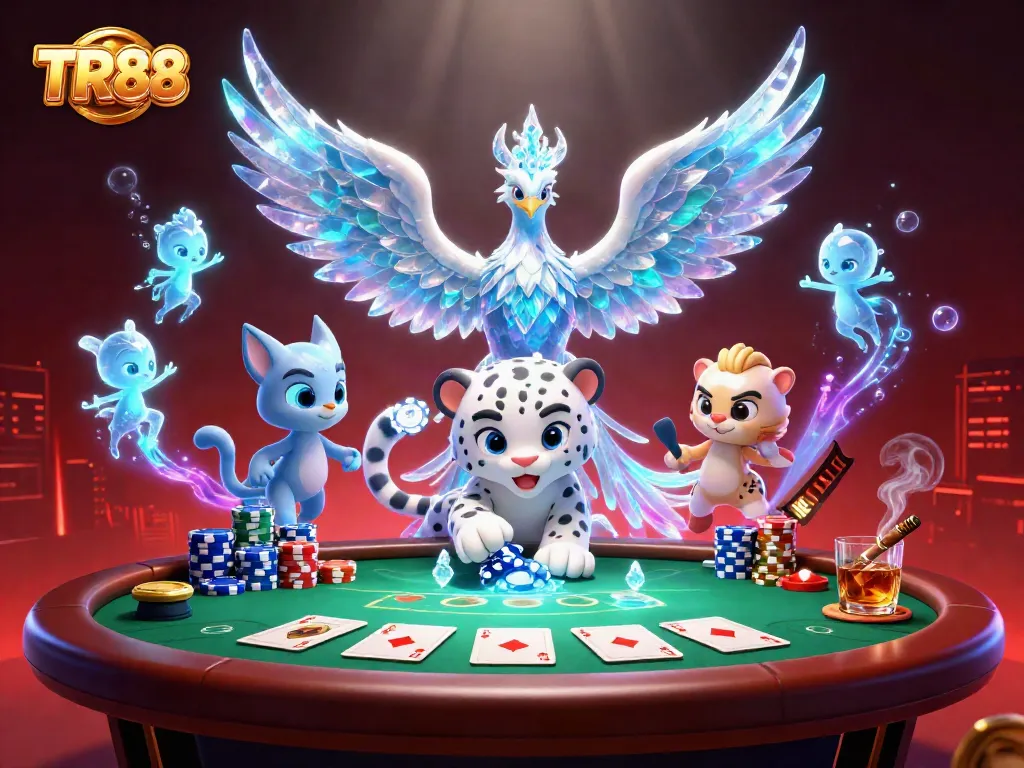 Experience the thrill of TR88 with vibrant casino action featuring ice phoenixes and playful elements.
