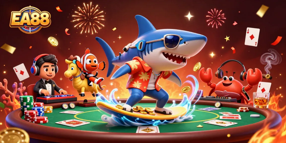EA88 offers an exciting online gaming experience with vibrant characters and casino elements.