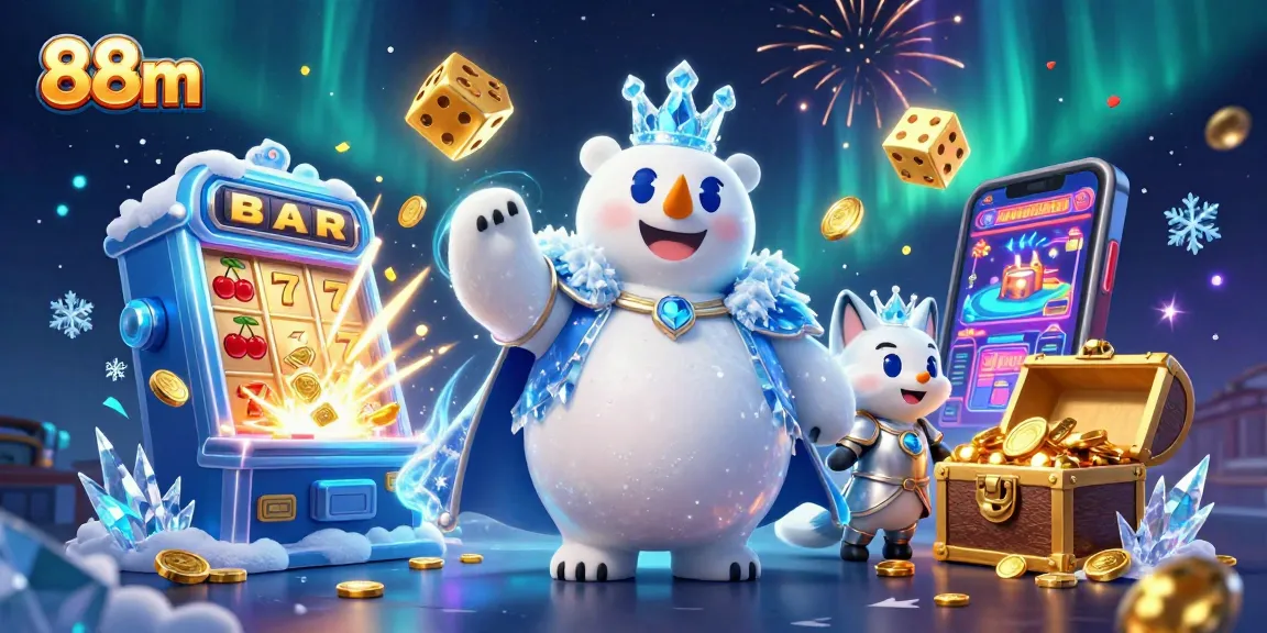 Experience exciting slots with 88m's dynamic jackpot scene featuring colorful casino elements.