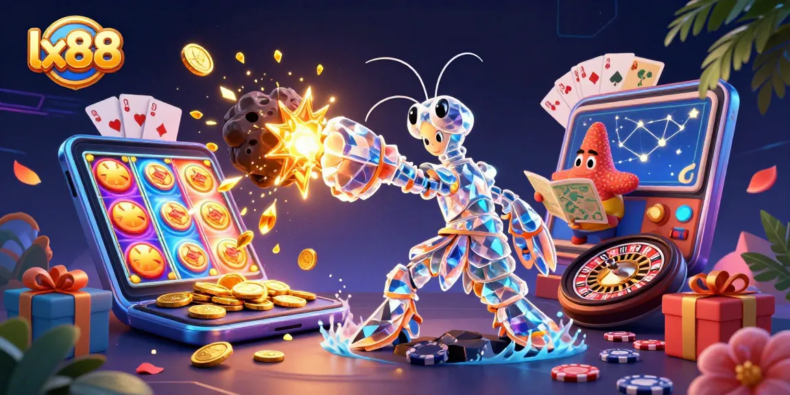Spin and win with lx88's vibrant casino adventure featuring samurai shrimp and starfish.