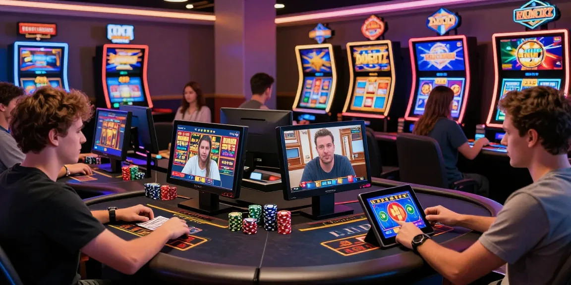 Scene emozionanti di casino non aams con giocatori che si divertono con giochi online in un vivace ambiente digitale.