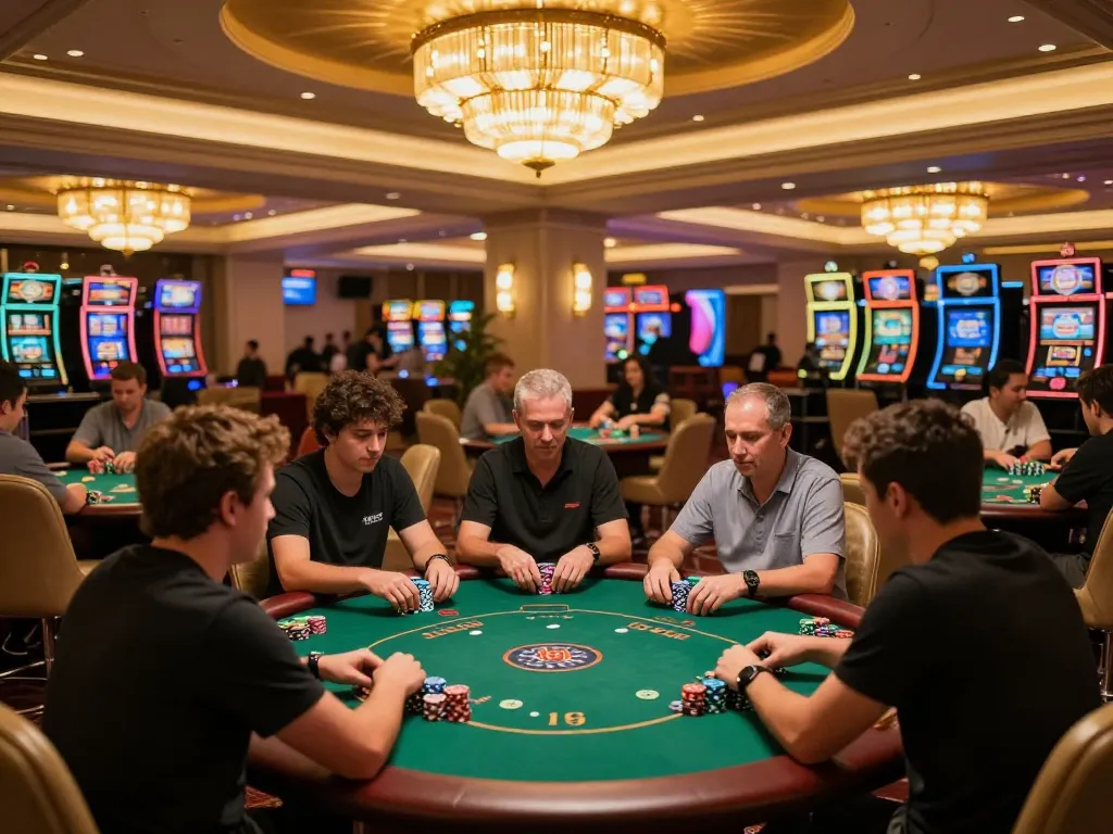 mm88 players engaging in thrilling poker games at a luxurious casino