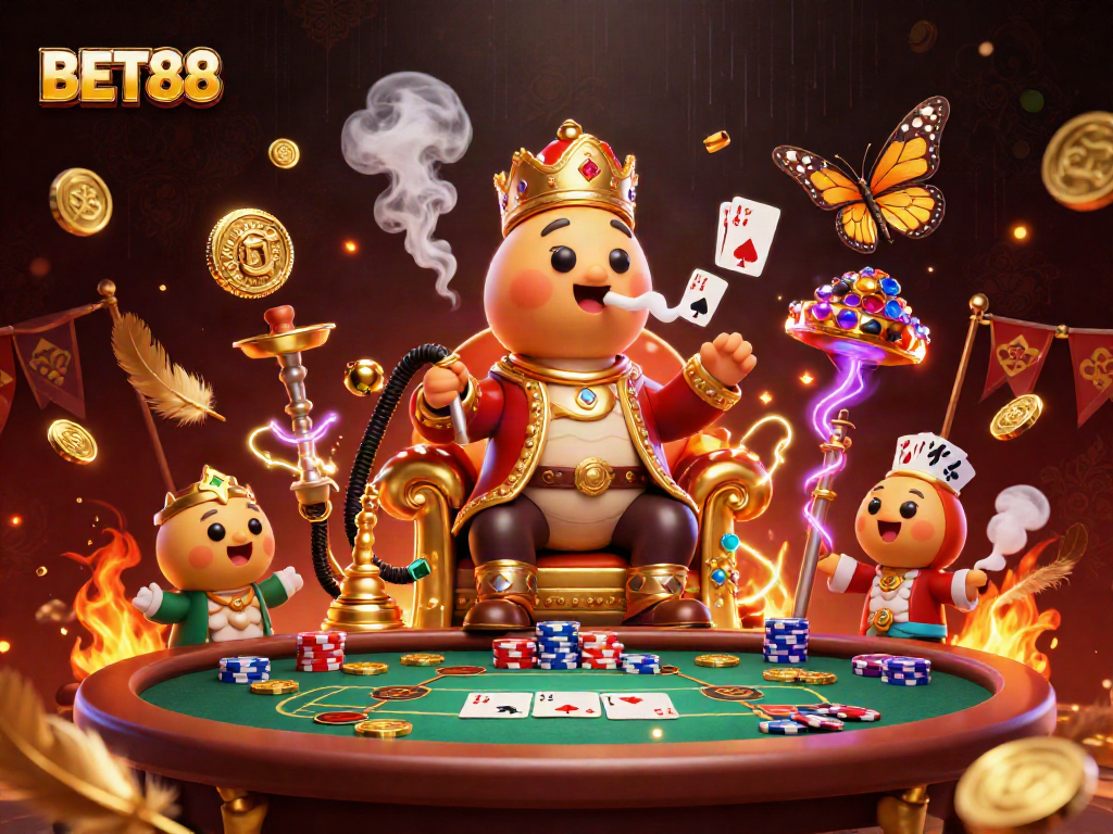 Engage with BET88 in a vibrant poker scene featuring dynamic characters and visuals.