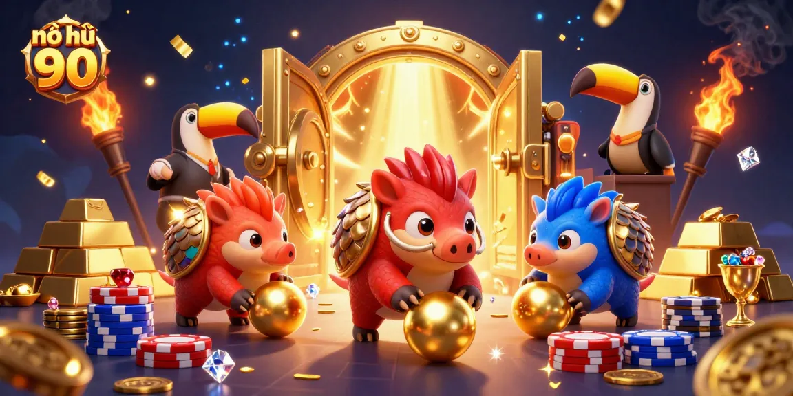 Engage in exhilarating action with nổ hũ 90 as rival pangolins compete in a vibrant casino scene.