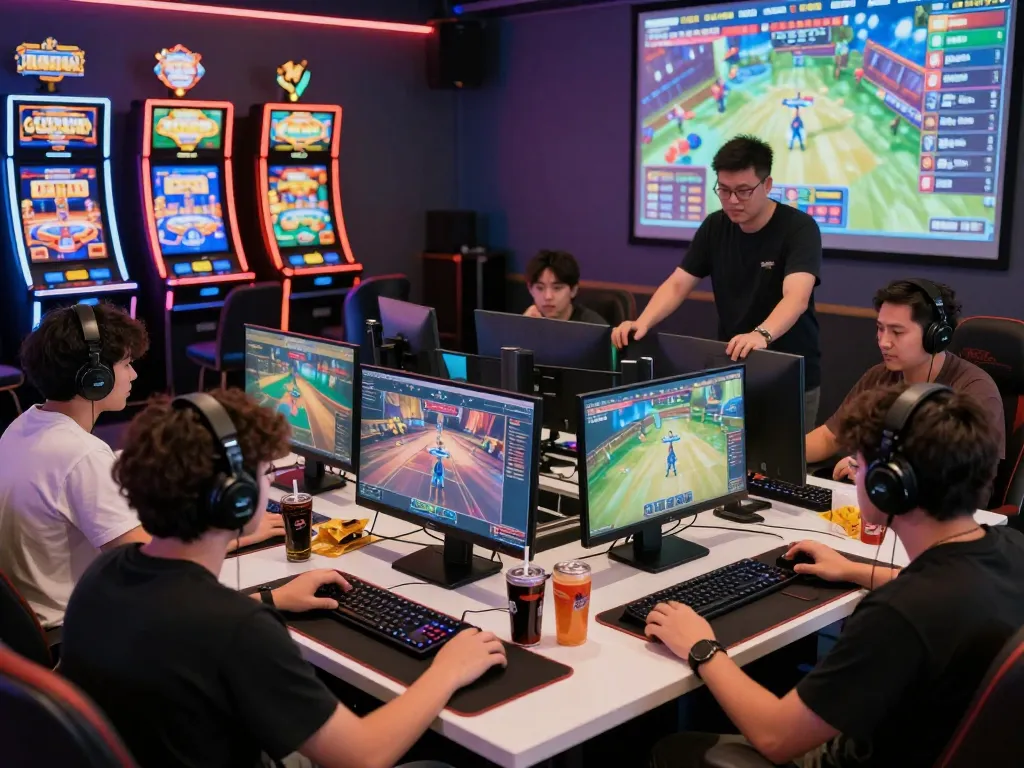 Engaged players at https://bl555.productions/ gaming, showcasing vibrant casino games and a collaborative atmosphere.