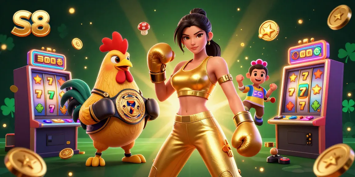 S8 players spin through colorful slot machines while winning big with jackpots and lucky symbols.