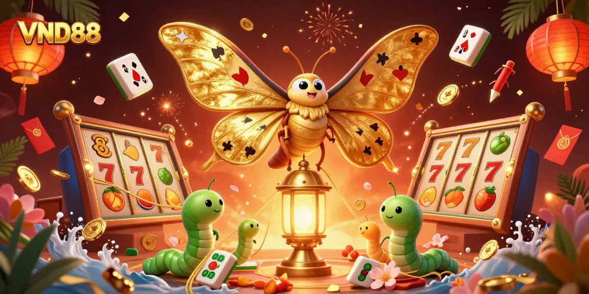 Experience thrilling gaming with VND88 in this vibrant 3D casino scene illustrating slot excitement.