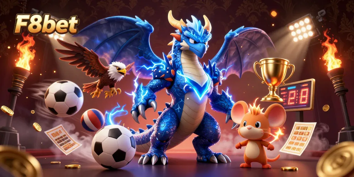 Experience thrilling gambling with F8bet in a dynamic 3D casino-themed illustration.