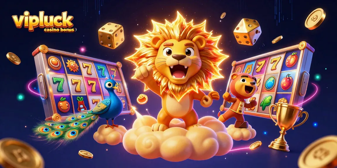 Vivi l'esperienza del bonus del casino VIPLuck con simboli di successo e avventure entusiasmanti.