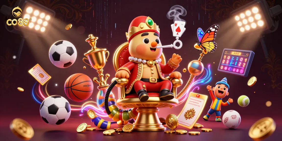 Experience the thrill of co88 and dynamic sports betting action with a vibrant casino artwork.