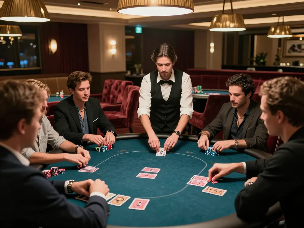 Players enjoying a thrilling poker game at DA88 casino, showcasing dynamic betting and exciting gameplay.