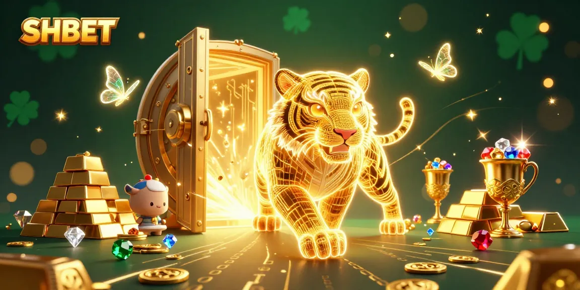 SHBET offers a vibrant casino experience, featuring neon tigers and treasures, embodying winning strategies and excitement.