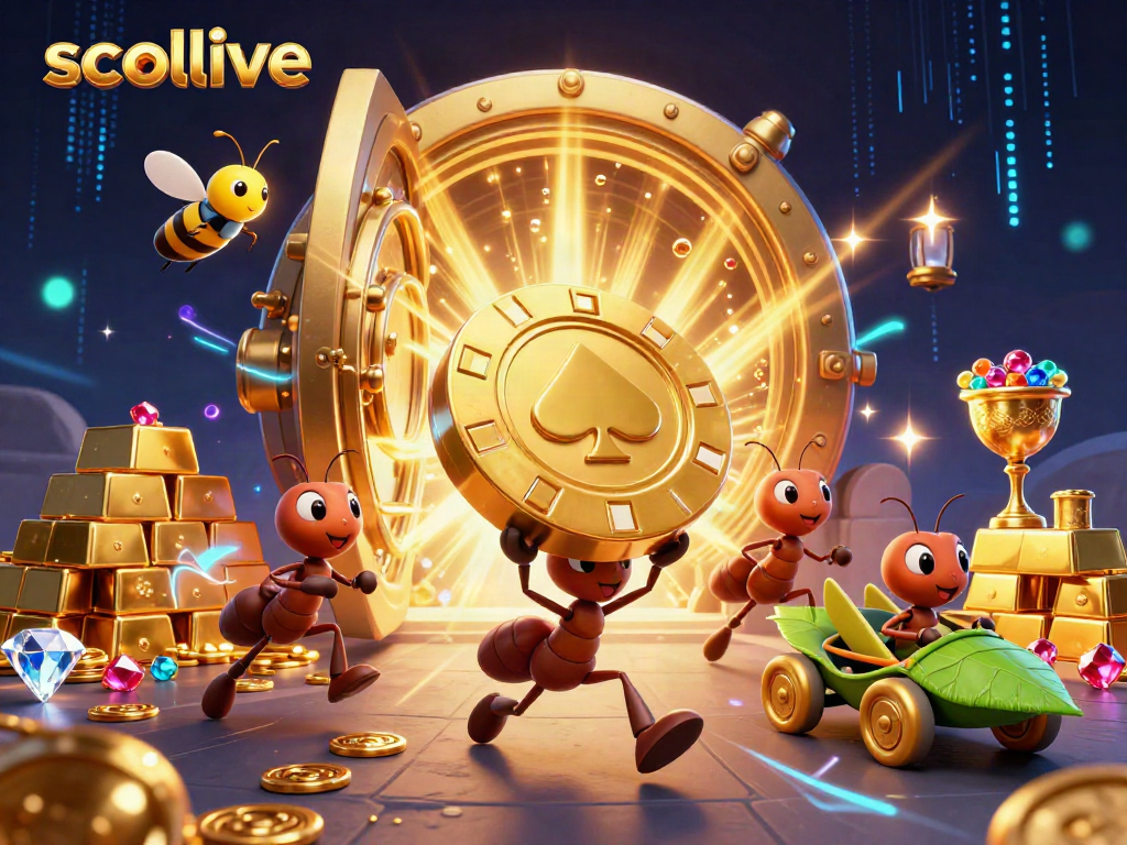 Engage with the exciting socolive casino scene as ants orchestrate a heist with golden poker chips.