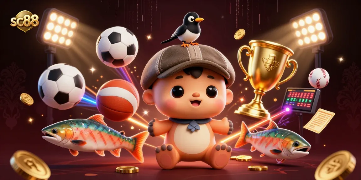 Bet on sc88 with baby Nessie and playful elements in a vibrant casino scene