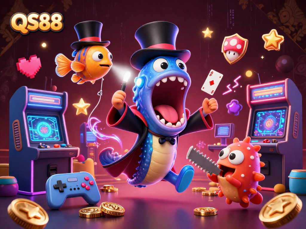Engage in thrilling casino fun with QS88 as a deep-sea gulper eel performs magic tricks.