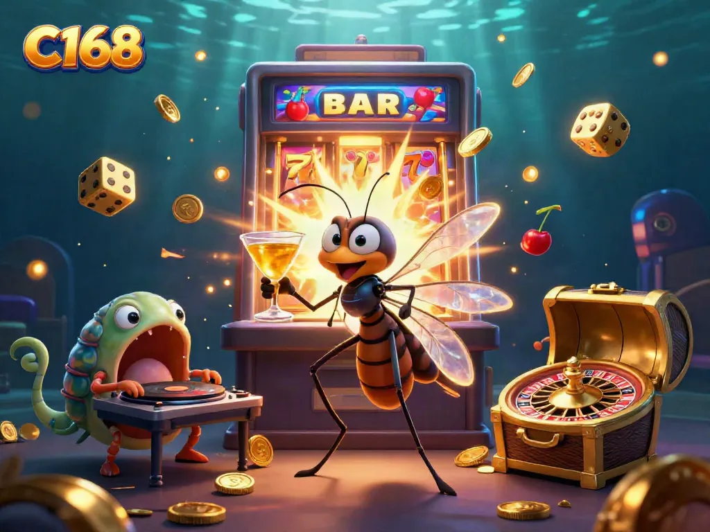Experience an exciting C168 casino scene with engaging characters and dynamic gambling elements.