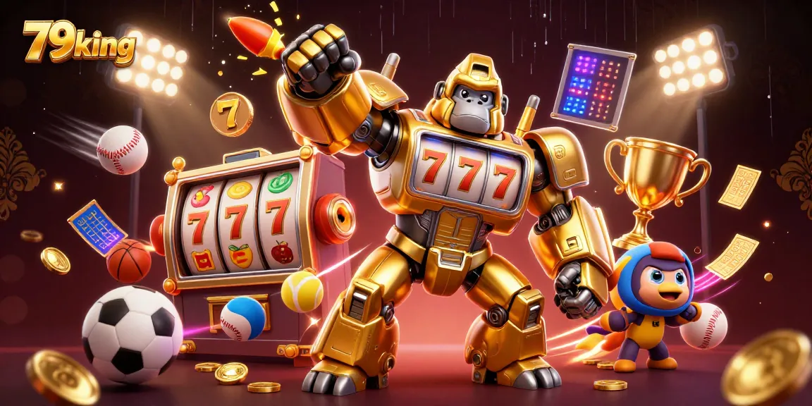 Experience the excitement of winning at 79king in this vibrant 3D casino scene.