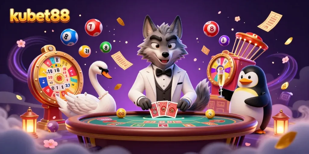 Experience thrilling gaming action at kubet88 with exciting 3D illustrations of casino characters.