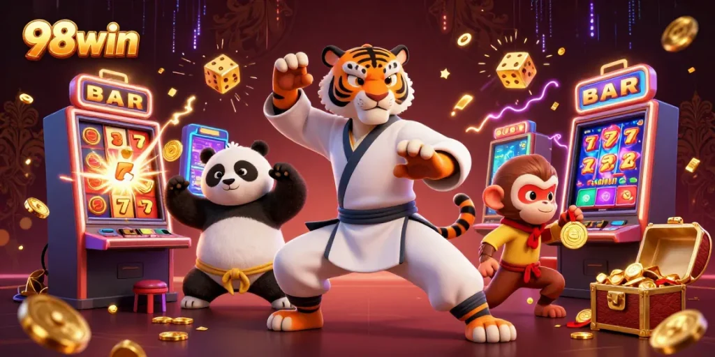 Engage in thrilling gameplay at 98win with dynamic casino elements and vibrant characters.