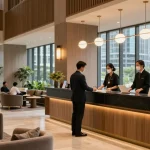 rokok88 hotel lobby with welcoming reception desk and cozy seating